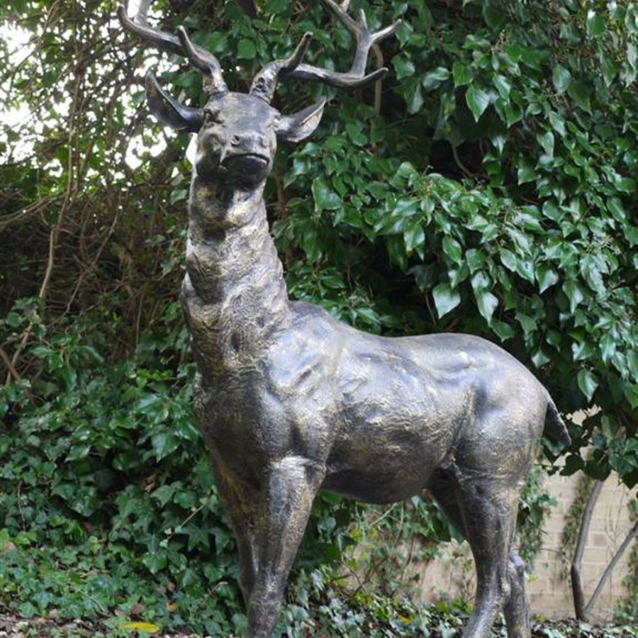 STATUES & SCULPTURES Large Deer Right Facing Stag Bronze Metal Garden Statue Online