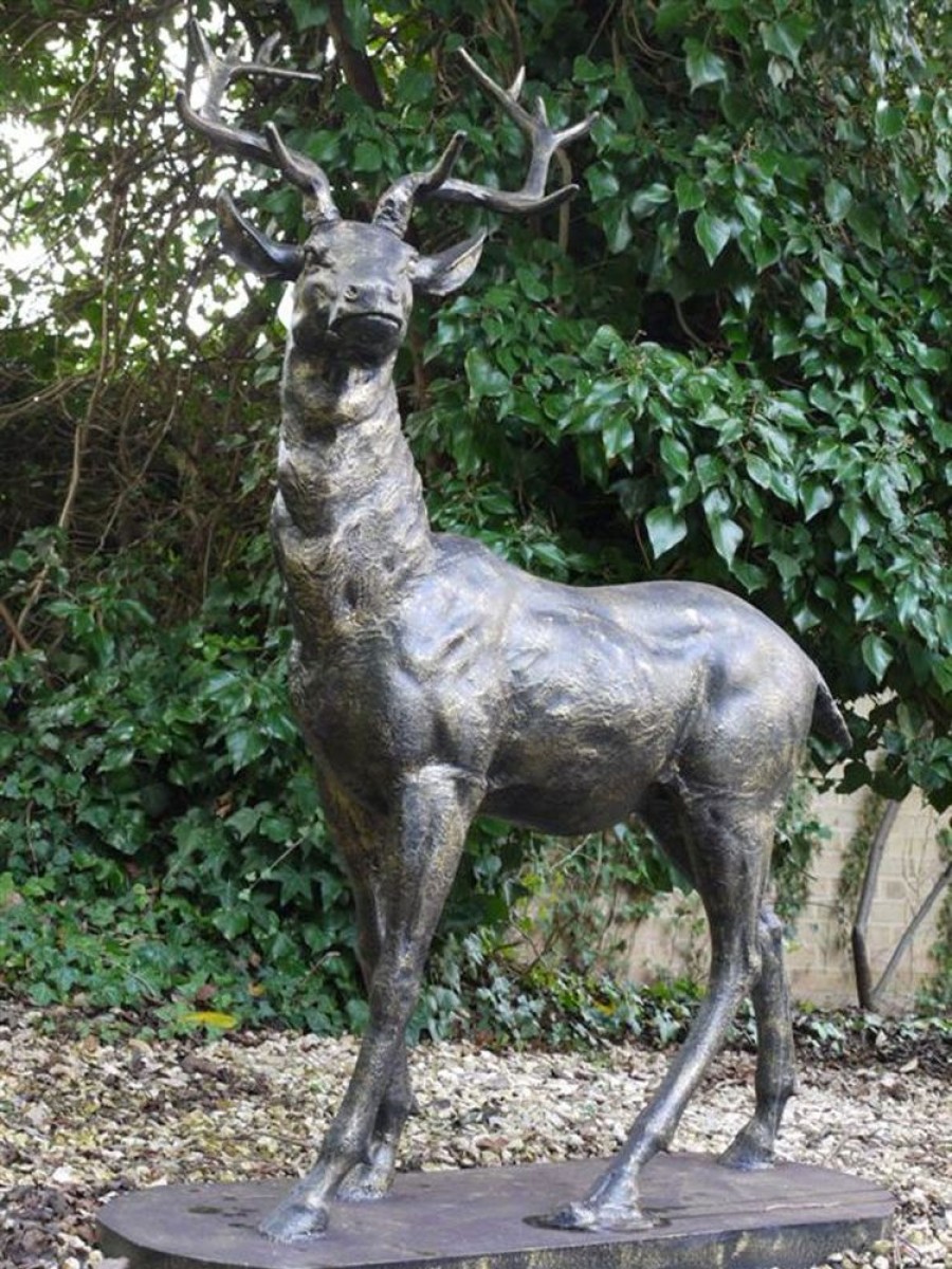 STATUES & SCULPTURES Large Deer Right Facing Stag Bronze Metal Garden Statue Online