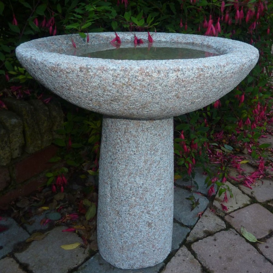 STATUES & SCULPTURES Pure Natural Granite Pink Stone Garden Birdbath Online