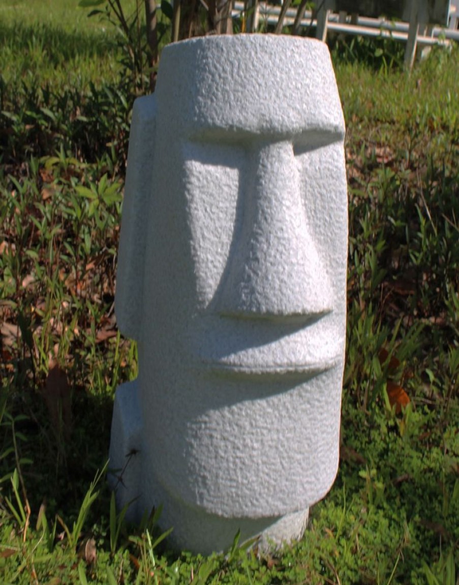 STATUES & SCULPTURES Easter Island Head 70Cm Granite Resin Garden Ornament Hot