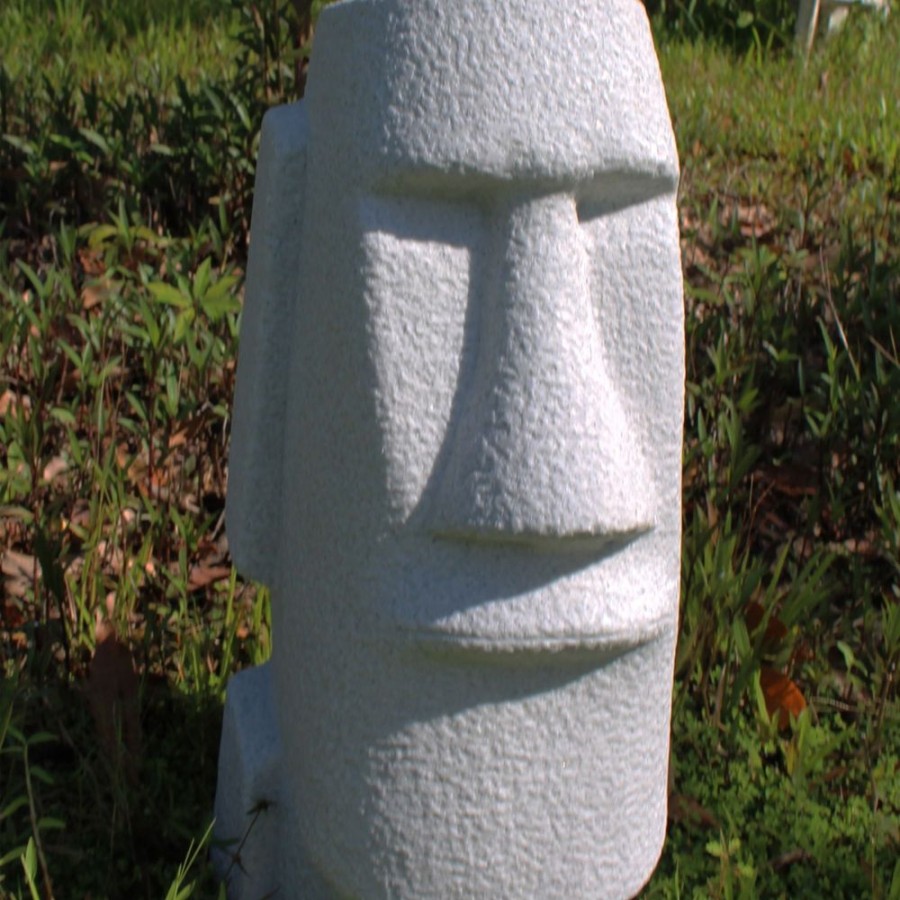 STATUES & SCULPTURES Easter Island Head 70Cm Granite Resin Garden Ornament Hot