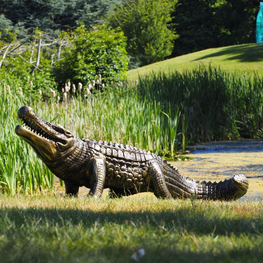 STATUES & SCULPTURES Crocodile Life-Size Bronze Metal Garden Statue Online