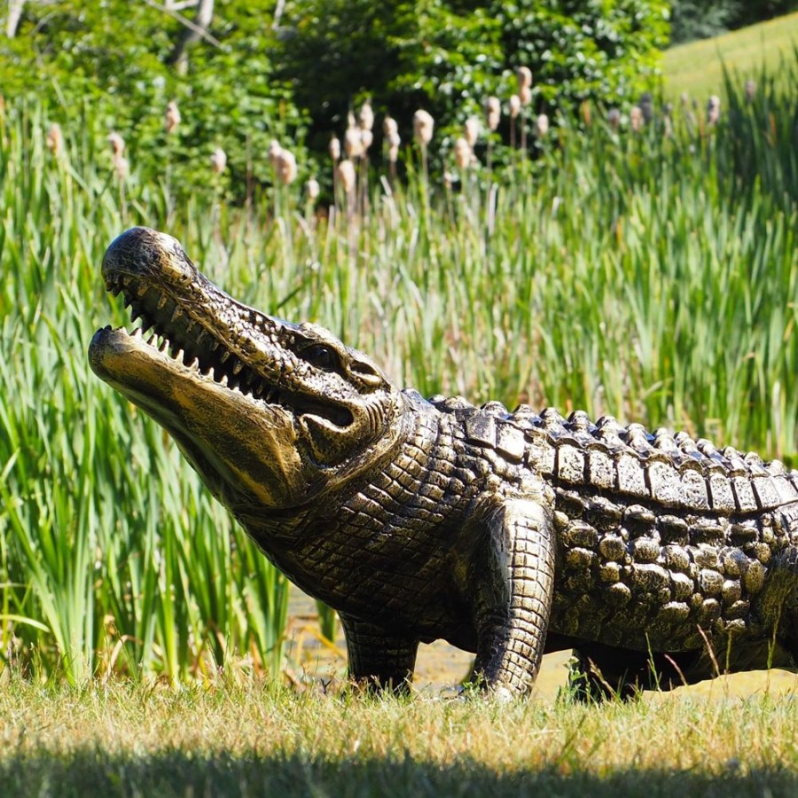 STATUES & SCULPTURES Crocodile Life-Size Bronze Metal Garden Statue Online