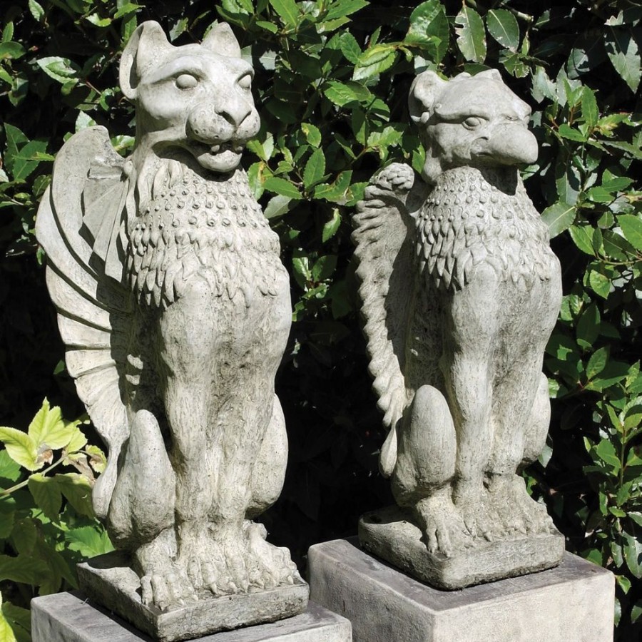 STATUES & SCULPTURES Gothic Griffin & Lion Stone Garden Statues Hot