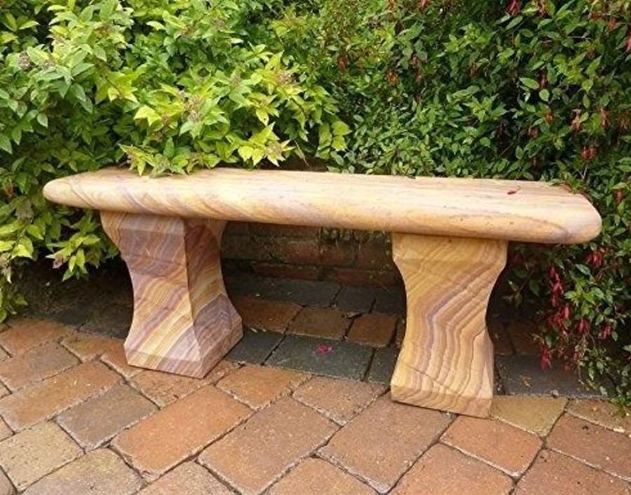 STATUES & SCULPTURES Mulsanne Polished Rainbow Sandstone Garden Bench Hot