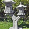 STATUES & SCULPTURES Twin Cantilever Japanese Pagoda Lantern Granite Garden Ornament Online