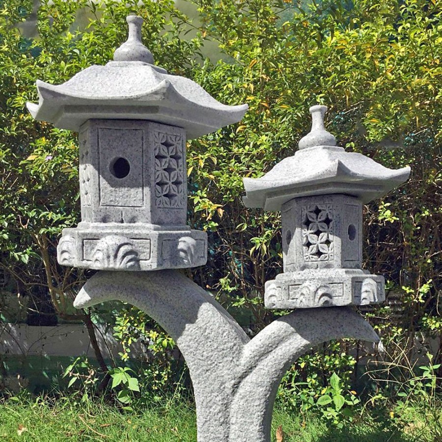 STATUES & SCULPTURES Twin Cantilever Japanese Pagoda Lantern Granite Garden Ornament Online