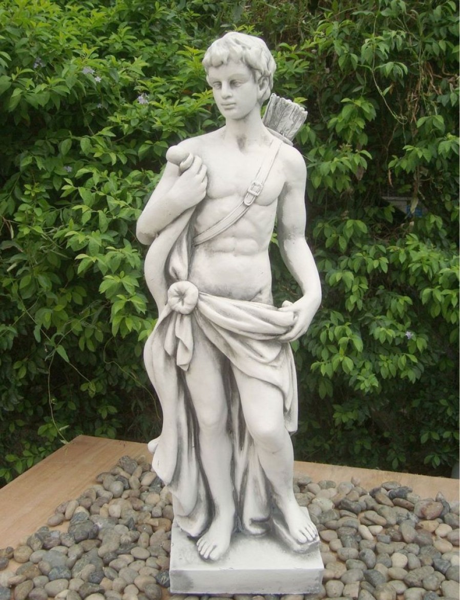 STATUES & SCULPTURES Apollo The Hunter 83Cm Stone Resin Garden Statue Clearance