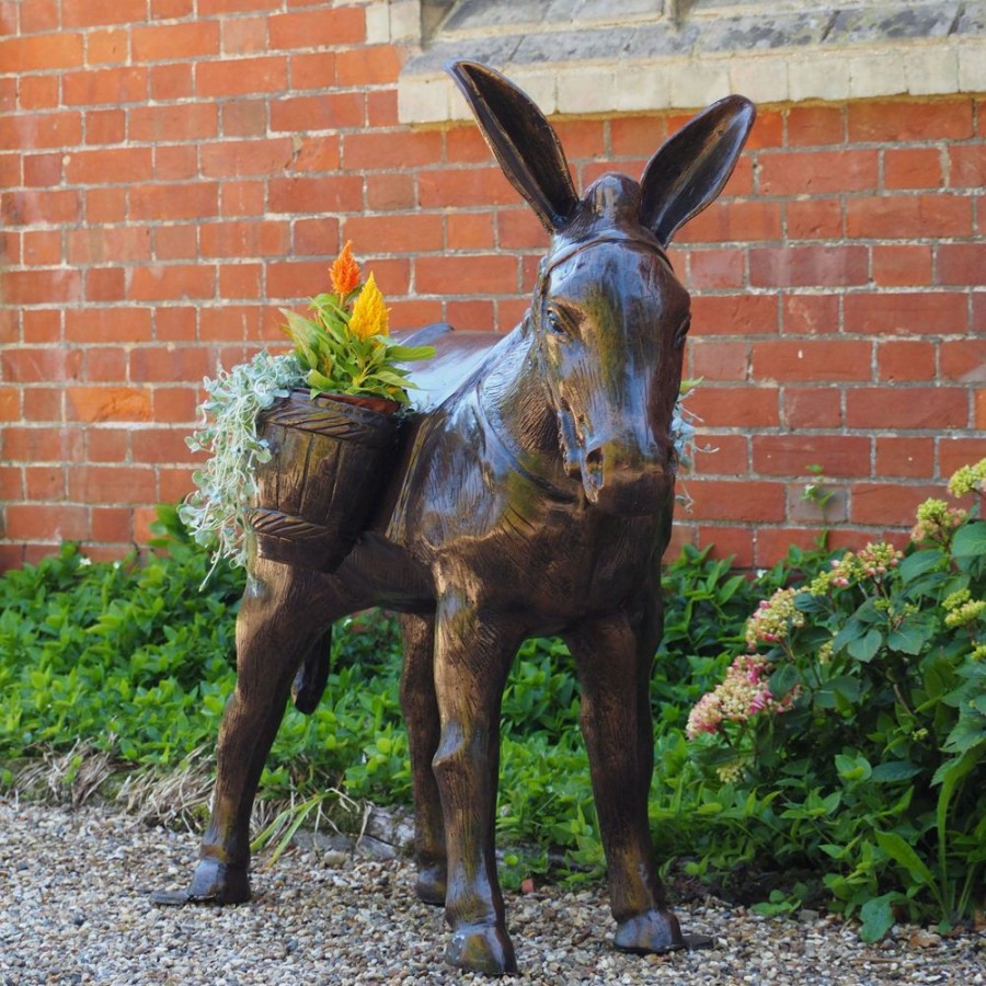 STATUES & SCULPTURES Wild Donkey With Baskets Bronze Metal Garden Statue Best