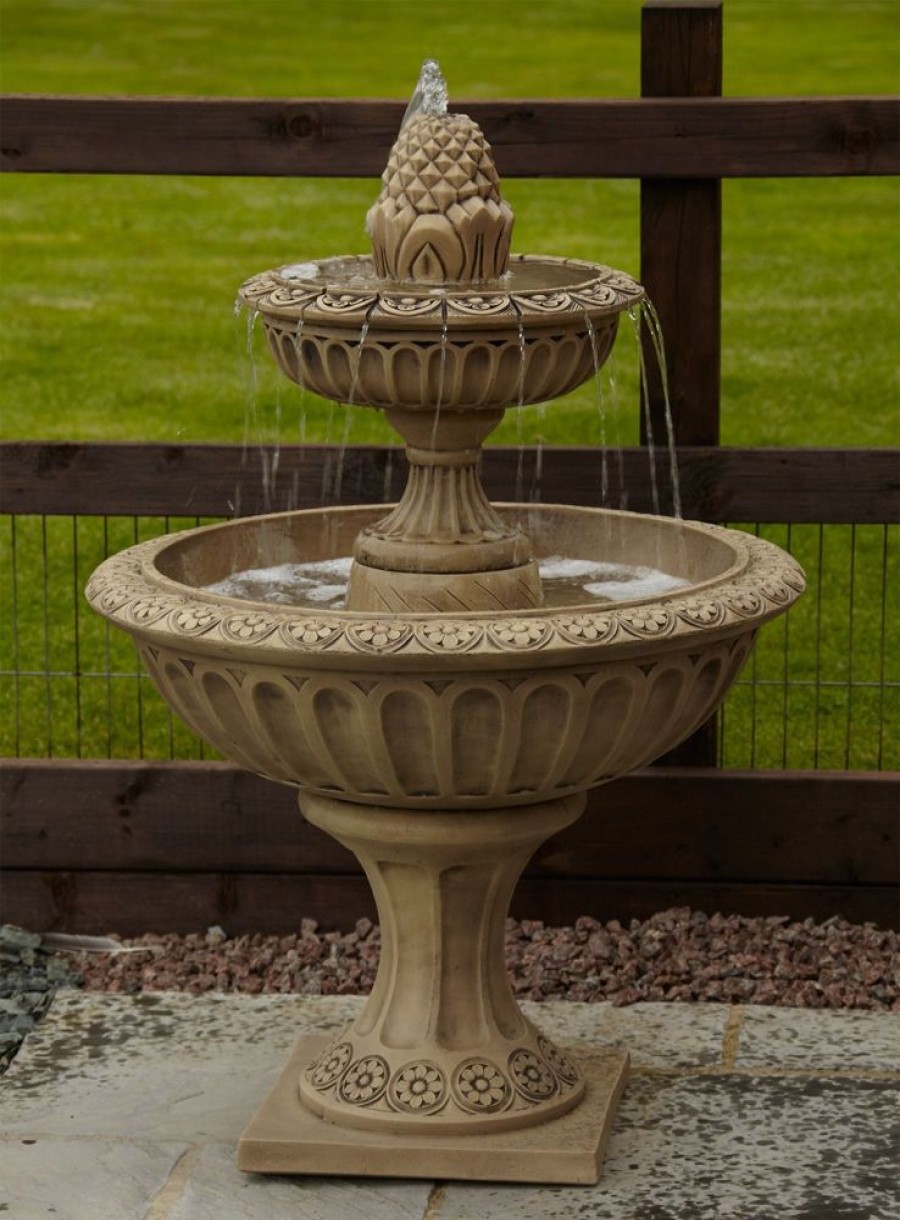 STATUES & SCULPTURES Pineapple Two Tier Stone Fountain Garden Water Feature Hot