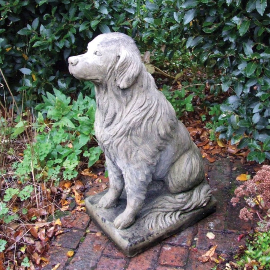 STATUES & SCULPTURES Golden Retriever Stone Garden Ornament New