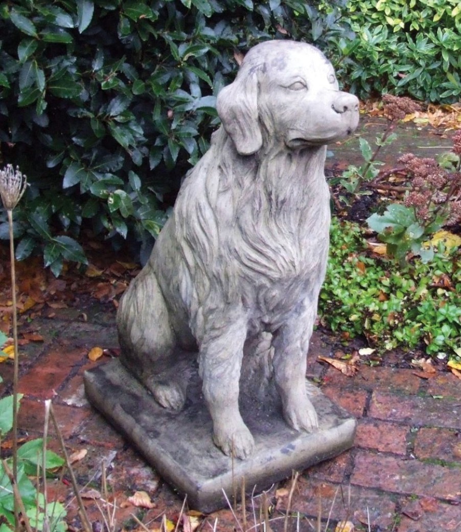 STATUES & SCULPTURES Golden Retriever Stone Garden Ornament New