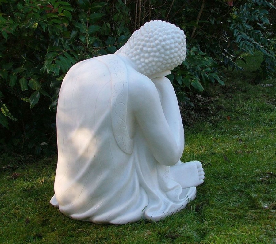 STATUES & SCULPTURES Sleeping Buddha 60Cm Marble Resin Garden Ornament Clearance