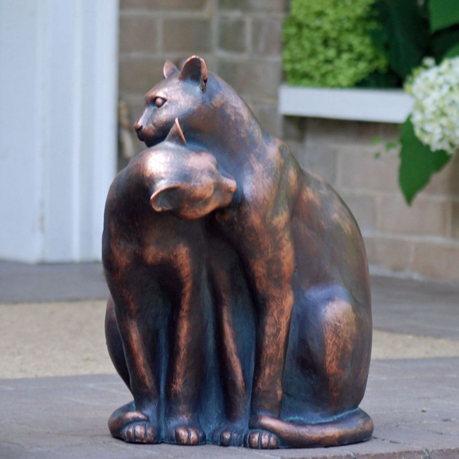 STATUES & SCULPTURES Love Cats Bronze Resin Garden Ornament Best