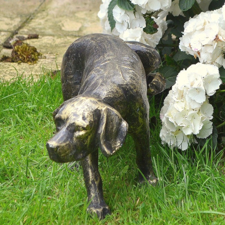 STATUES & SCULPTURES Naughty Dog Bronze Metal Garden Ornament New