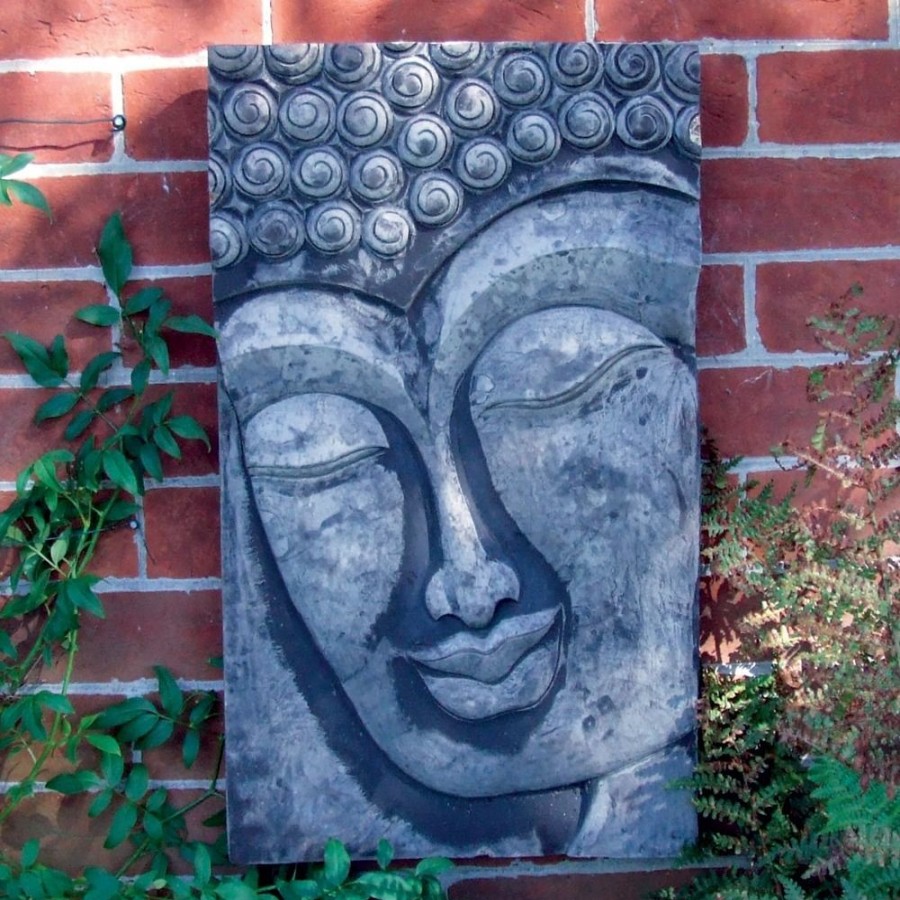 STATUES & SCULPTURES Enlightened Buddha Stone Garden Wall Art Plaque Online