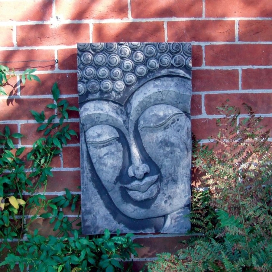 STATUES & SCULPTURES Enlightened Buddha Stone Garden Wall Art Plaque Online