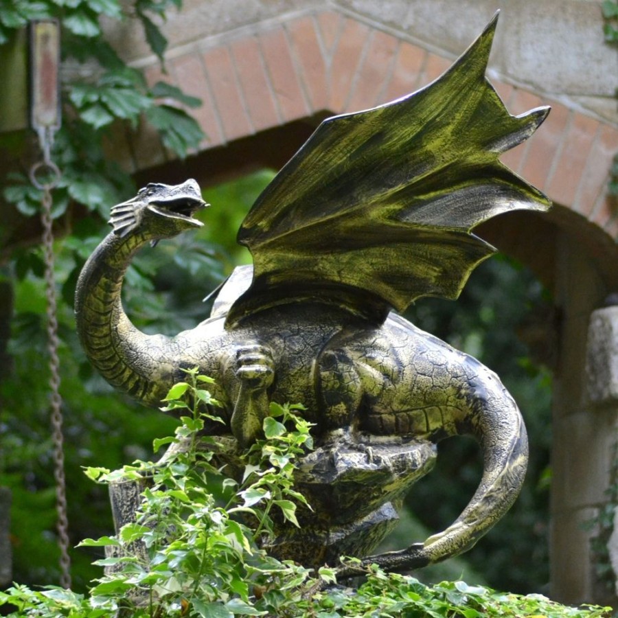 STATUES & SCULPTURES Mystical Dragon 100Cm Bronze Metal Garden Statue Hot