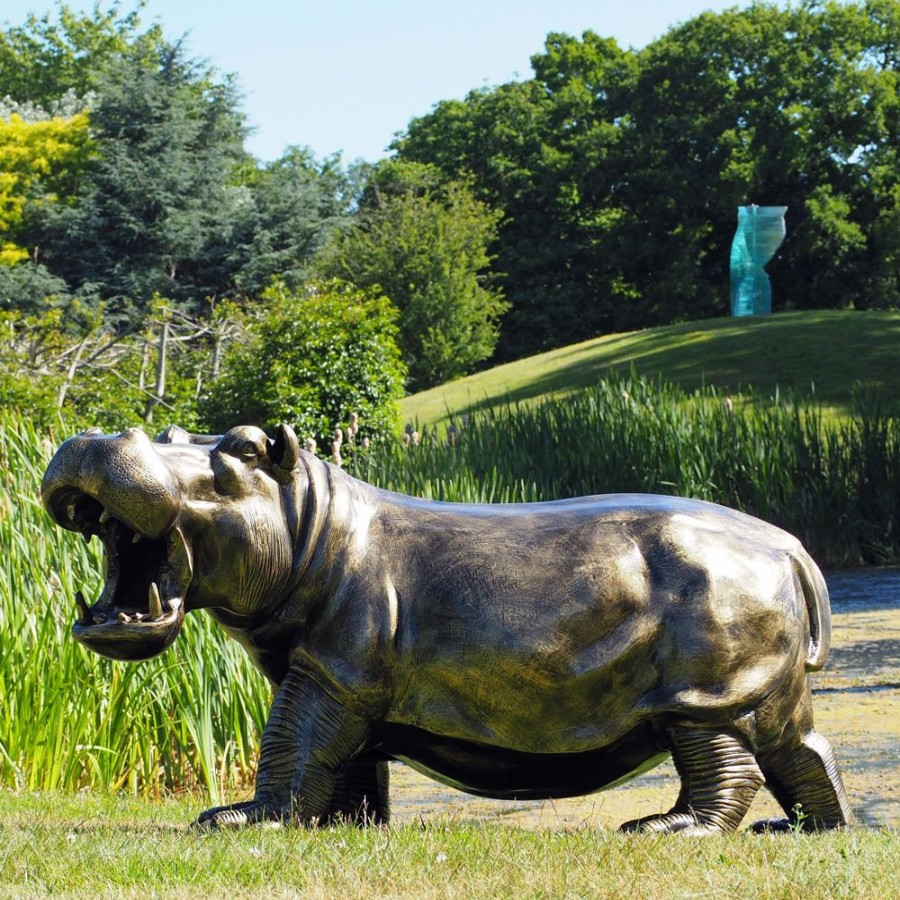 STATUES & SCULPTURES Happy Hippo Bronze Metal Garden Statue Wholesale