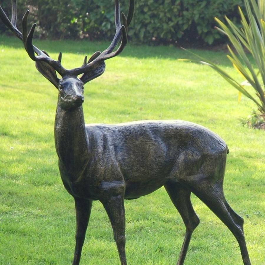 STATUES & SCULPTURES Wild Stag Life-Size 148Cm Bronze Metal Garden Statue New