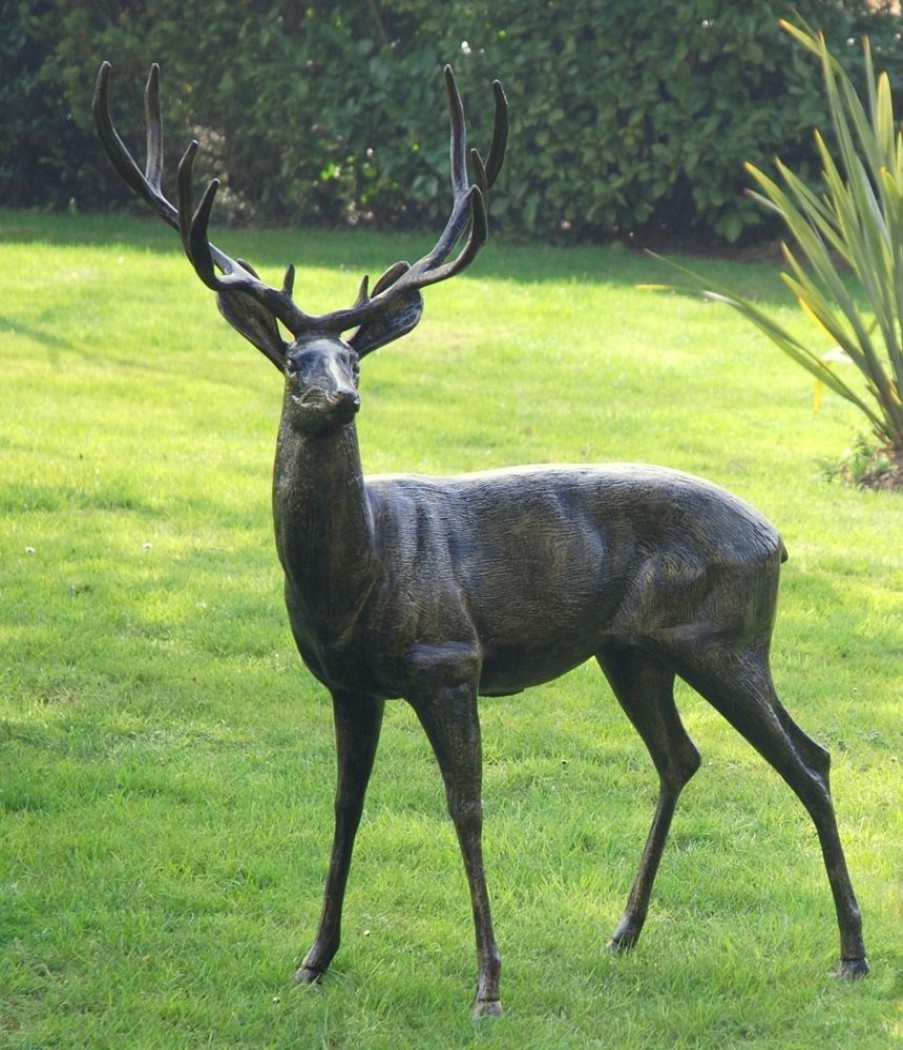 STATUES & SCULPTURES Wild Stag Life-Size 148Cm Bronze Metal Garden Statue New