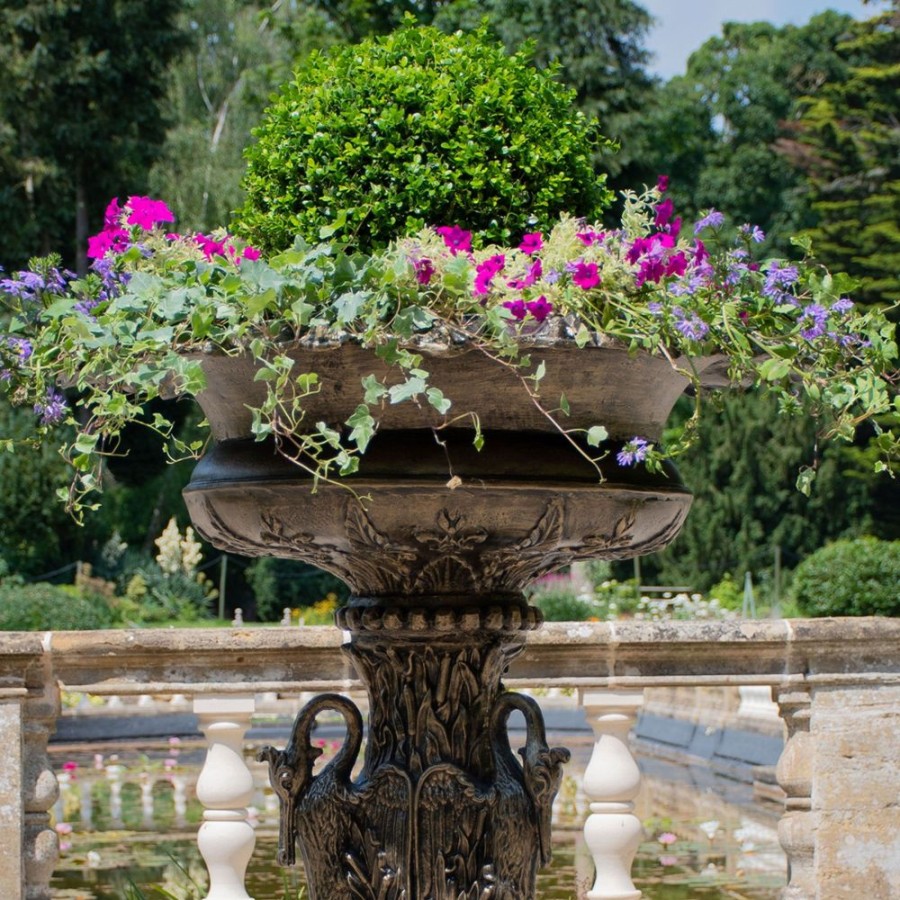 STATUES & SCULPTURES Grand Swan Urn Bronze Metal Garden Planter Hot