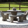 STATUES & SCULPTURES Woodlands Stone Benches & Table Patio Garden Furniture Set Wholesale