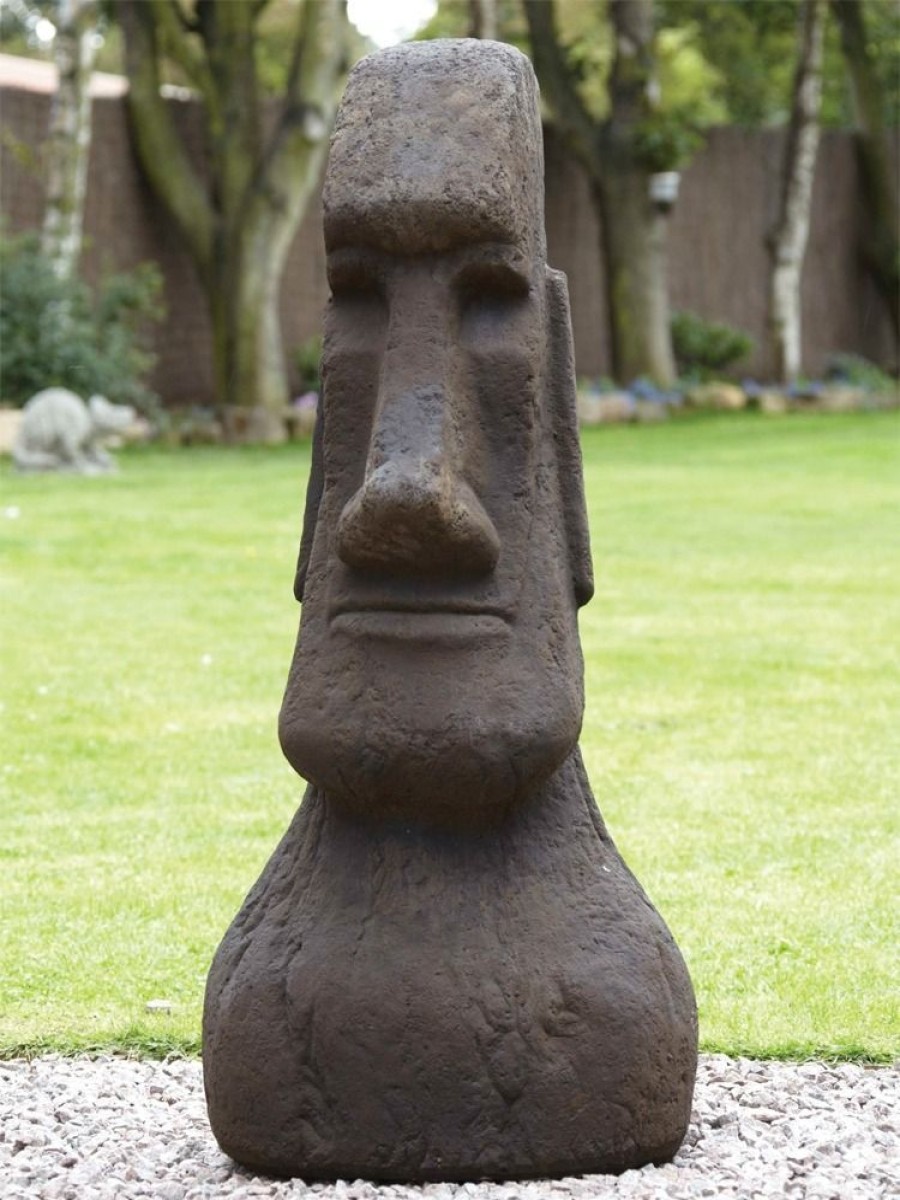 STATUES & SCULPTURES Mega Easter Island Head Stone Garden Ornament Best