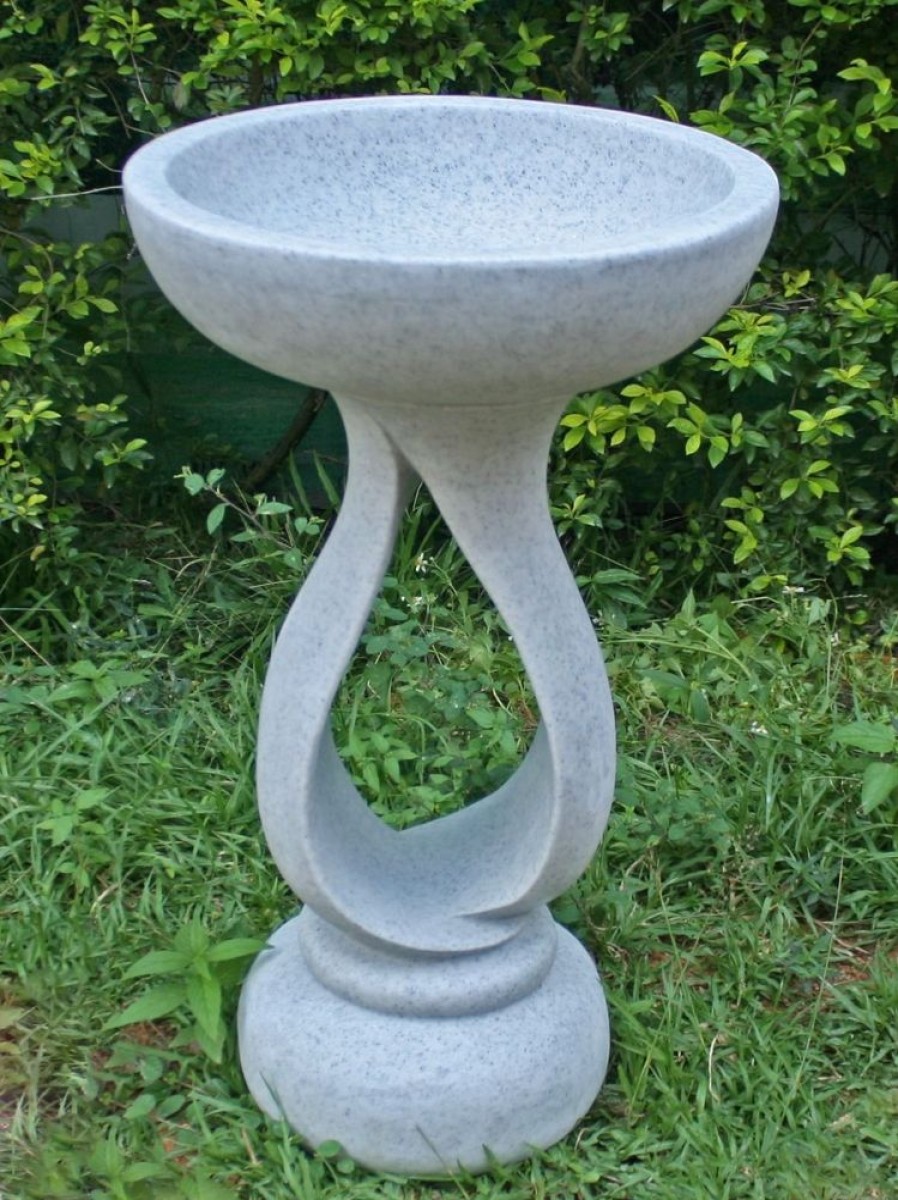 STATUES & SCULPTURES Grasmere Contemporary Granite Resin Garden Birdbath New