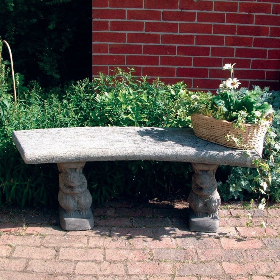 STATUES & SCULPTURES Curved Plain Top Stone Garden Bench Clearance