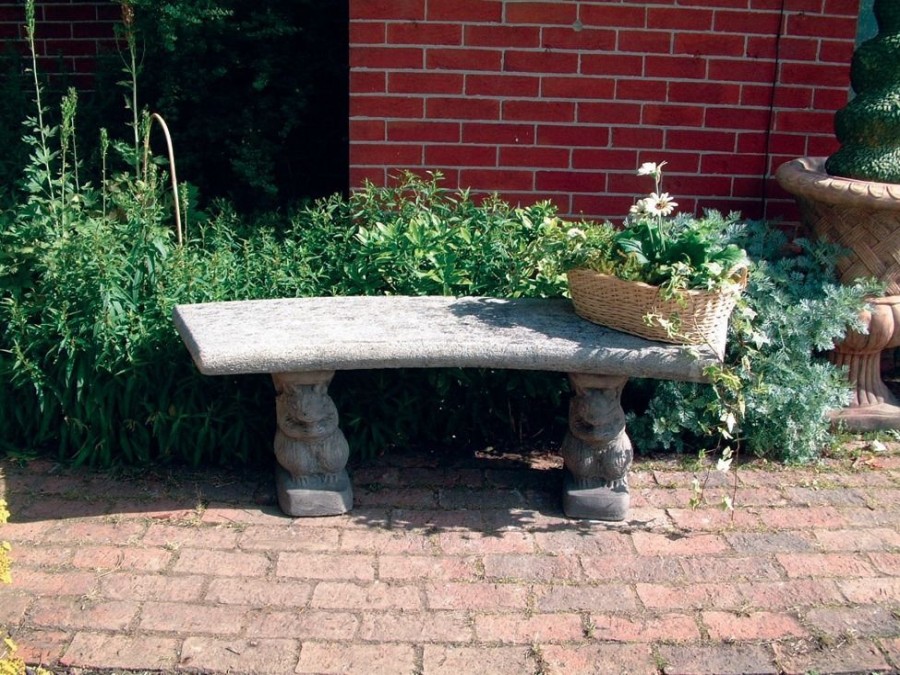 STATUES & SCULPTURES Curved Plain Top Stone Garden Bench Clearance