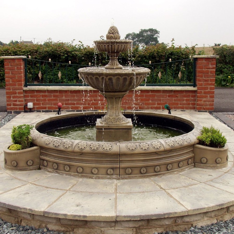 STATUES & SCULPTURES Blenheim Double Tier 2M Stone Water Fountain Feature Best