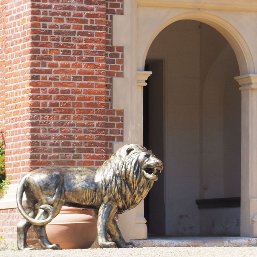 STATUES & SCULPTURES Grand Lion Right Facing Bronze Metal Garden Statue Clearance