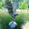 STATUES & SCULPTURES Golden Eagle On Sphere Life-Size Bronze Metal Garden Statue Clearance