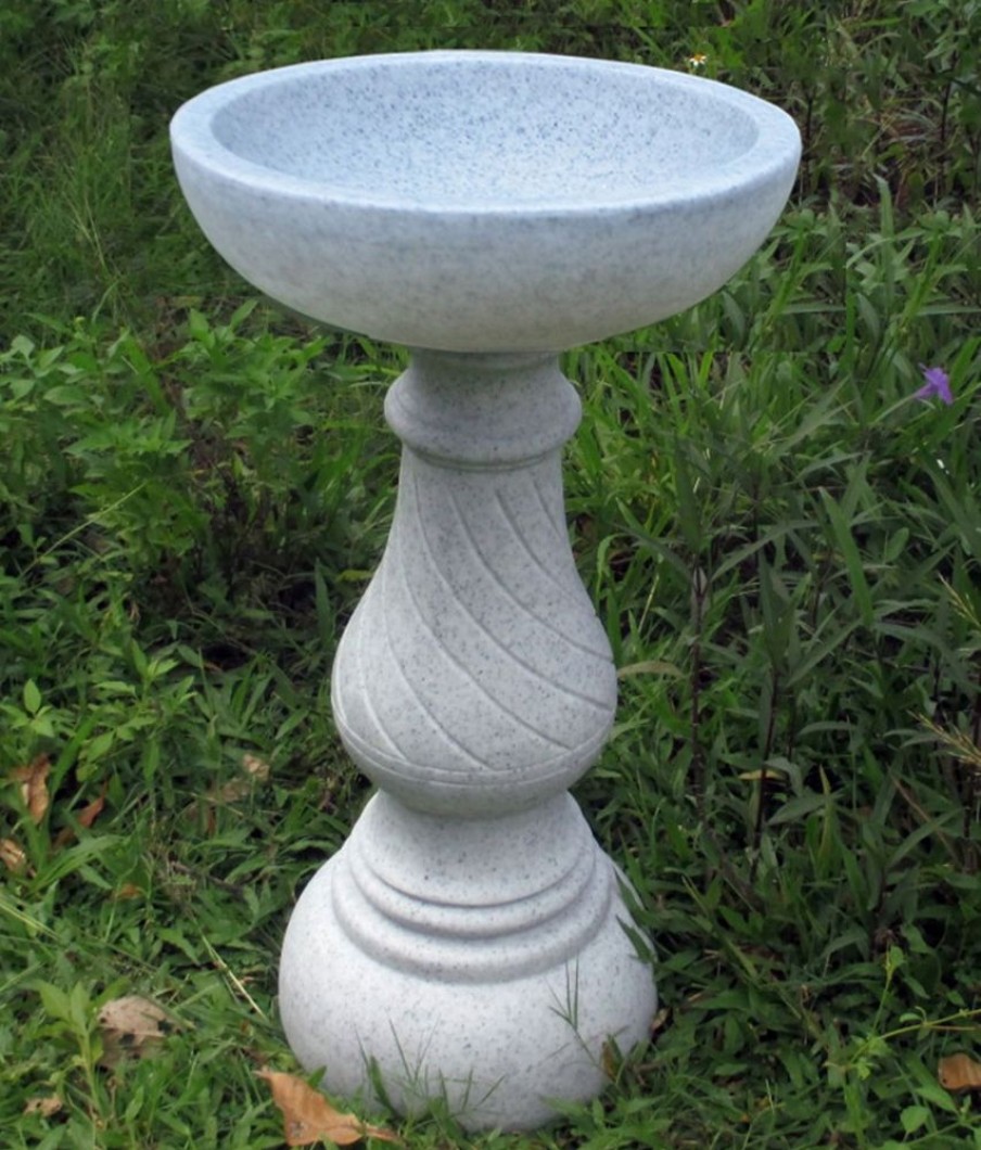 STATUES & SCULPTURES Buttermere Granite Resin Modern Garden Bird Bath Best