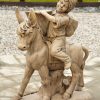 STATUES & SCULPTURES Boy & Donkey Stone Garden Statue Wholesale