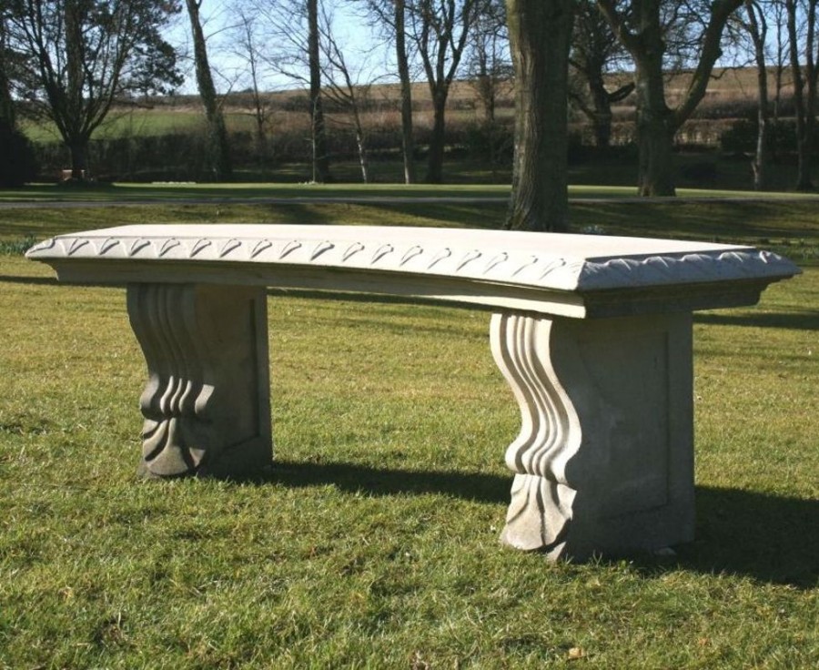 STATUES & SCULPTURES Curved Ivy Stone Garden Bench Wholesale