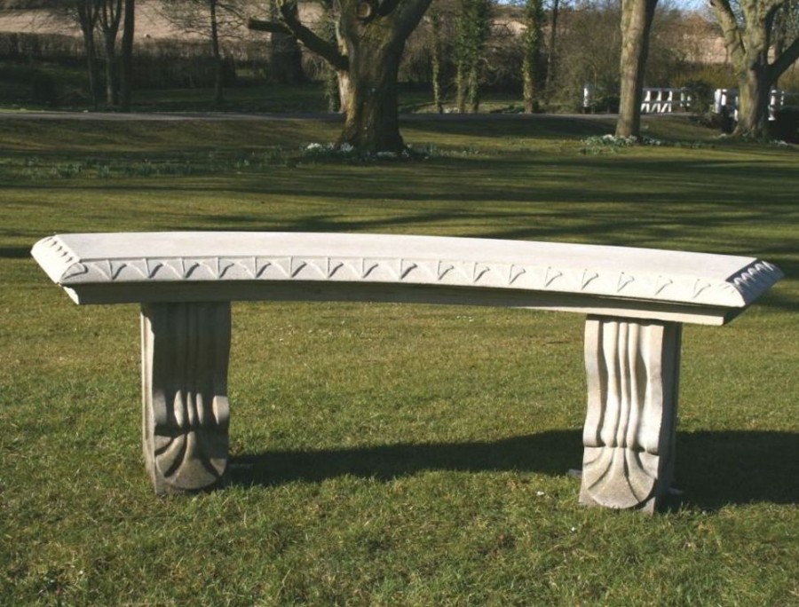 STATUES & SCULPTURES Curved Ivy Stone Garden Bench Wholesale