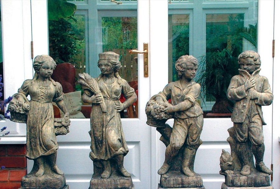 STATUES & SCULPTURES Four Seasons Children Stone Garden Statues Clearance