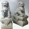 STATUES & SCULPTURES Foo Dogs 45Cm Granite Chinese Garden Statues New