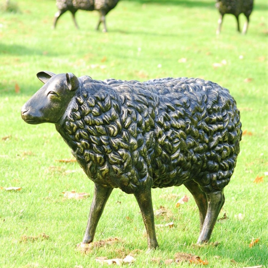 STATUES & SCULPTURES Sheep Life-Size Bronze Metal Garden Statue New