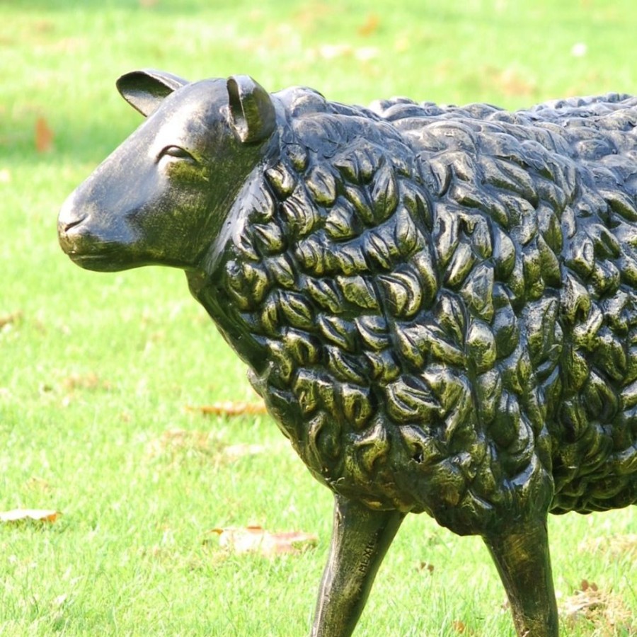 STATUES & SCULPTURES Sheep Life-Size Bronze Metal Garden Statue New