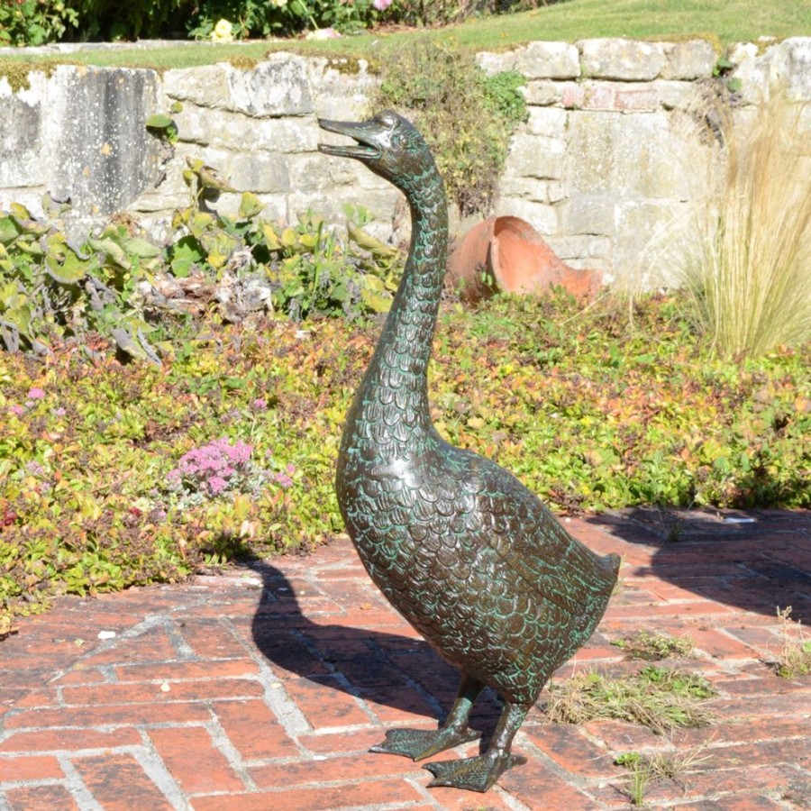 STATUES & SCULPTURES Goose 66Cm Bronze Metal Garden Ornament Wholesale