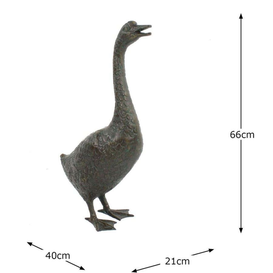 STATUES & SCULPTURES Goose 66Cm Bronze Metal Garden Ornament Wholesale