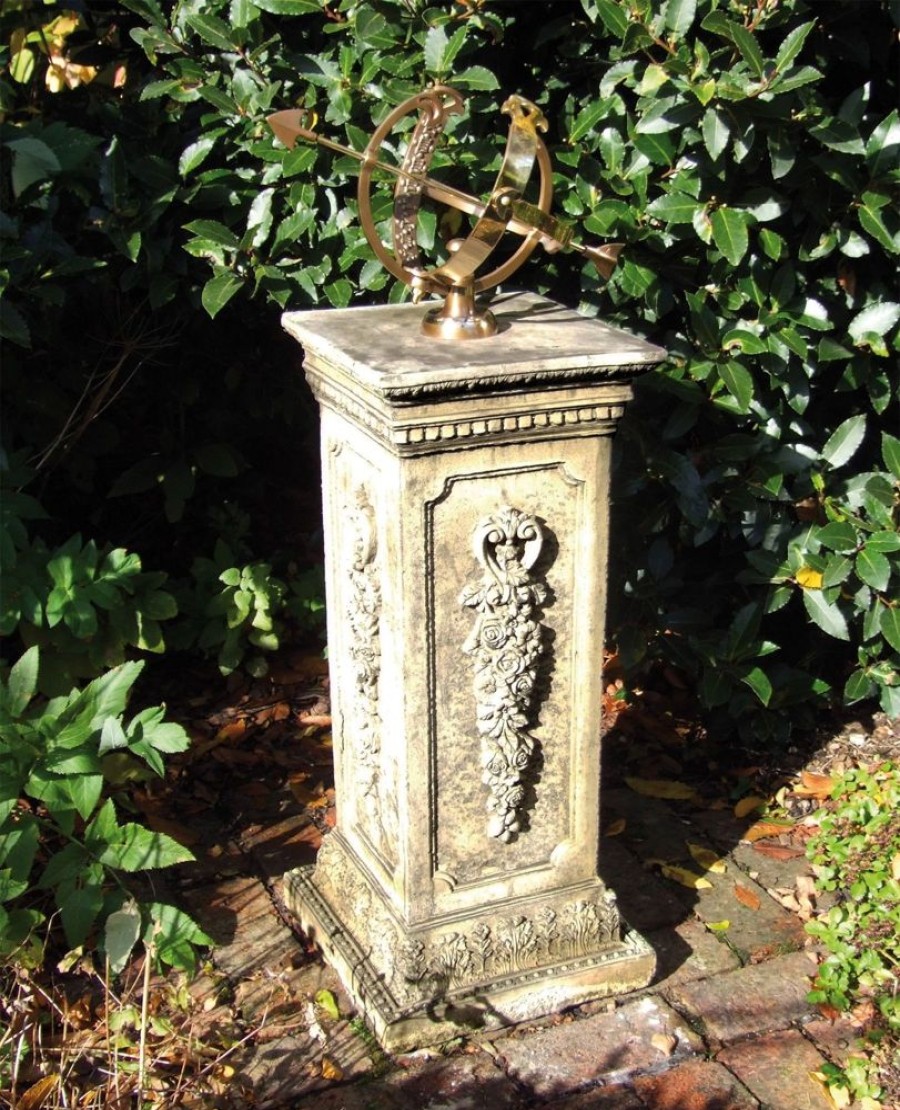 STATUES & SCULPTURES Floral Armillary Stone Garden Sundial Wholesale