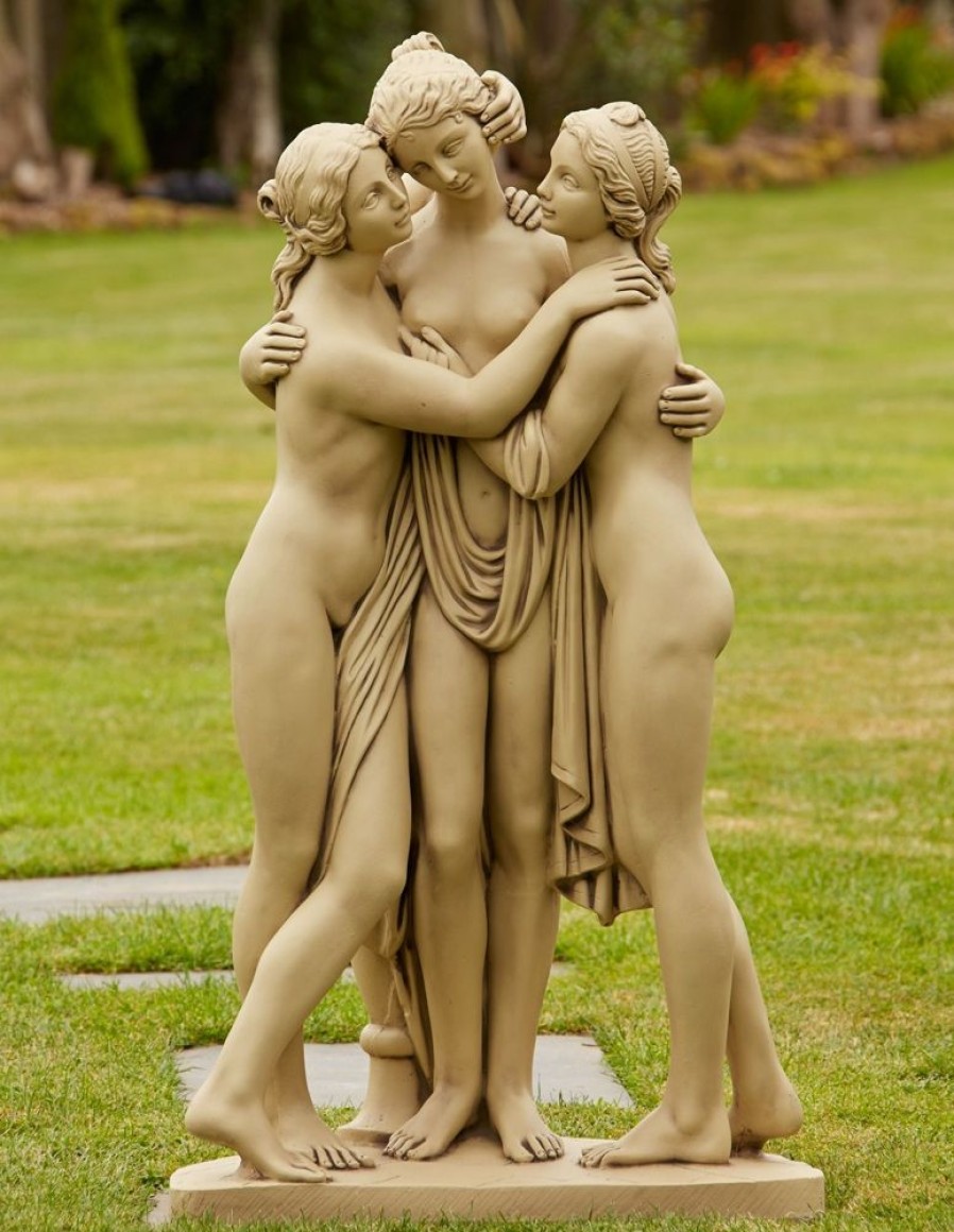 STATUES & SCULPTURES Three Graces Bathstone Stone Garden Statue Hot