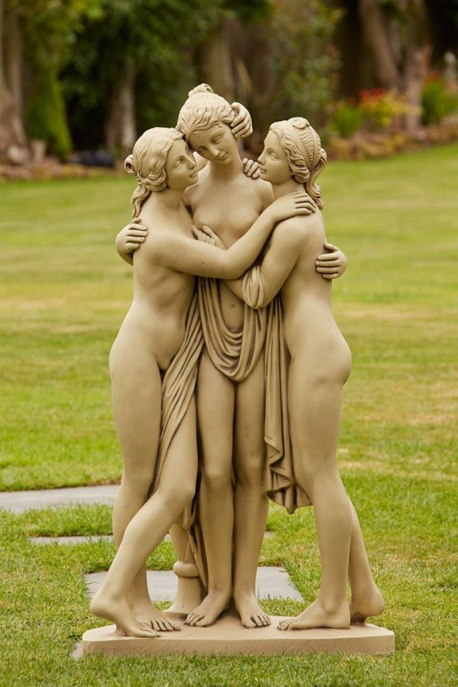 STATUES & SCULPTURES Three Graces Bathstone Stone Garden Statue Hot