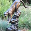 STATUES & SCULPTURES Wild Cougar Bronze Metal Garden Statue New