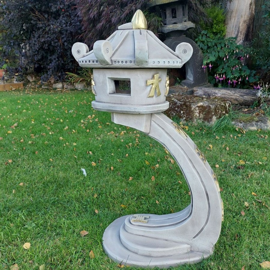 STATUES & SCULPTURES Classic Curved Japanese Pagoda Lantern Stone Garden Ornament Hot