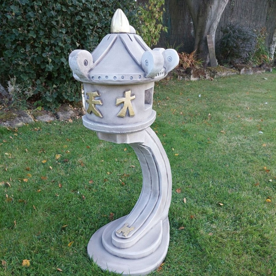 STATUES & SCULPTURES Classic Curved Japanese Pagoda Lantern Stone Garden Ornament Hot